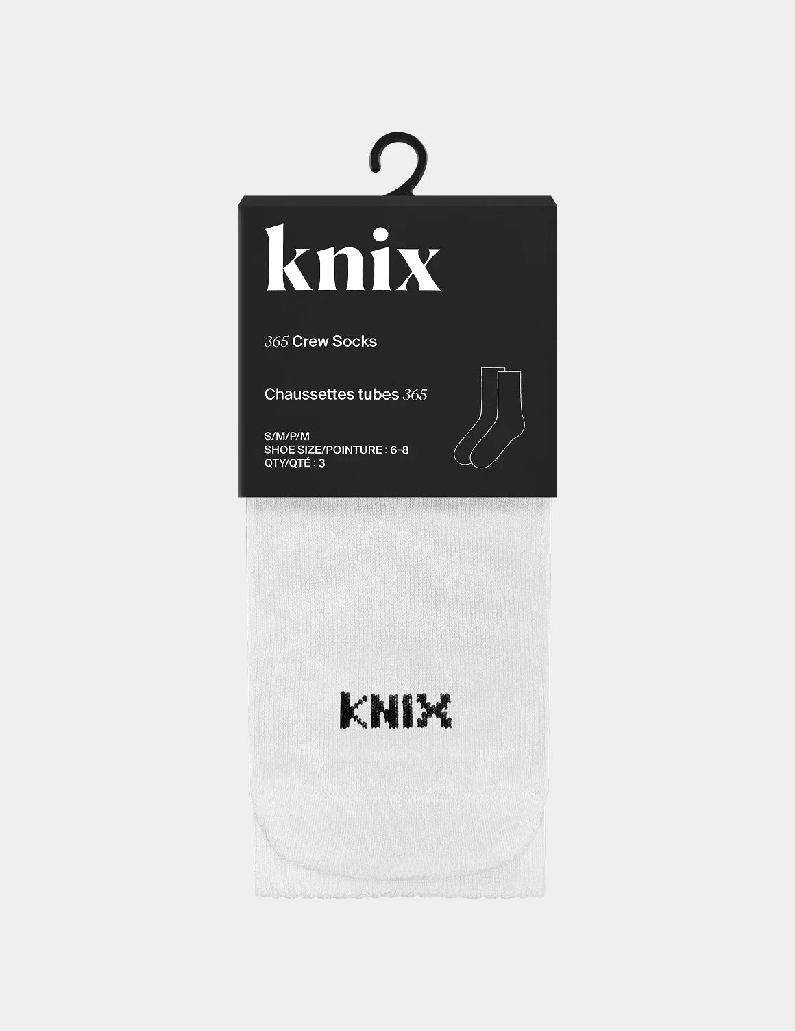 365 Crew Socks 3-Pack shown front-facing against a light gray background – White – view 5 of 6