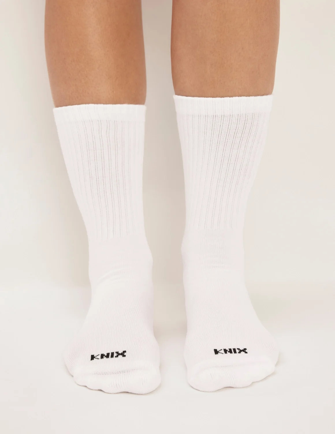 View of model wearing the 365 Crew Socks – White – view 4 of 6