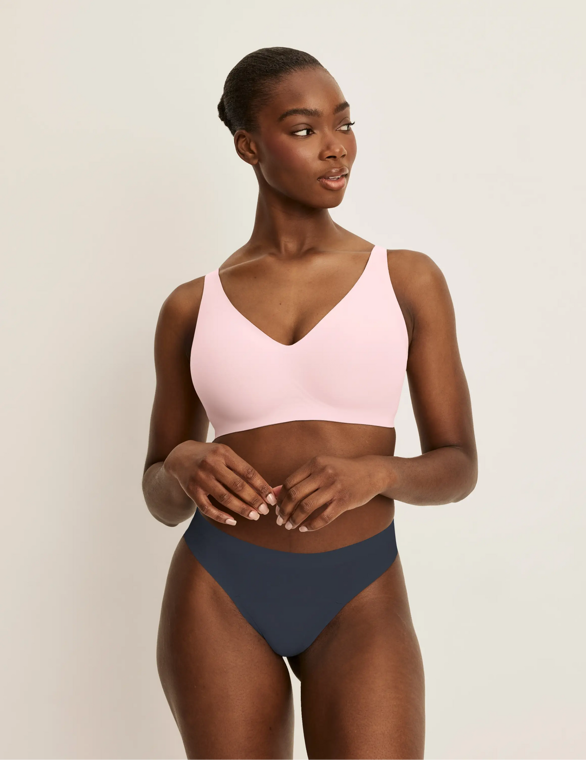 Light Leakproof No-Show Thong 3-Pack – Twilight Navy/Damask/Pink Party – view 8 of 10