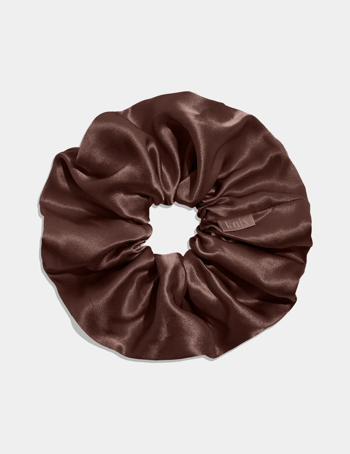 Silk Jumbo Scrunchie shown front-facing against a light gray background – Espresso – view 1 of 2