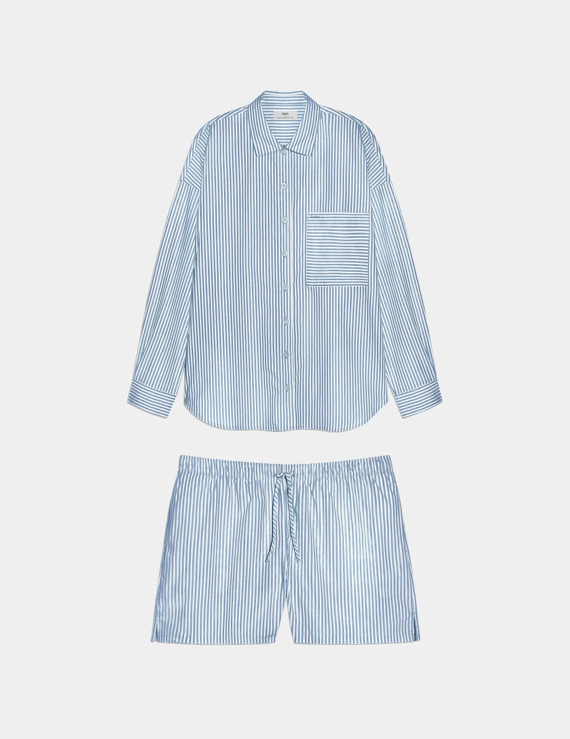 Classic Cotton PJ Set shown front-facing against a light gray background – Blue Stripe – view 3 of 17
