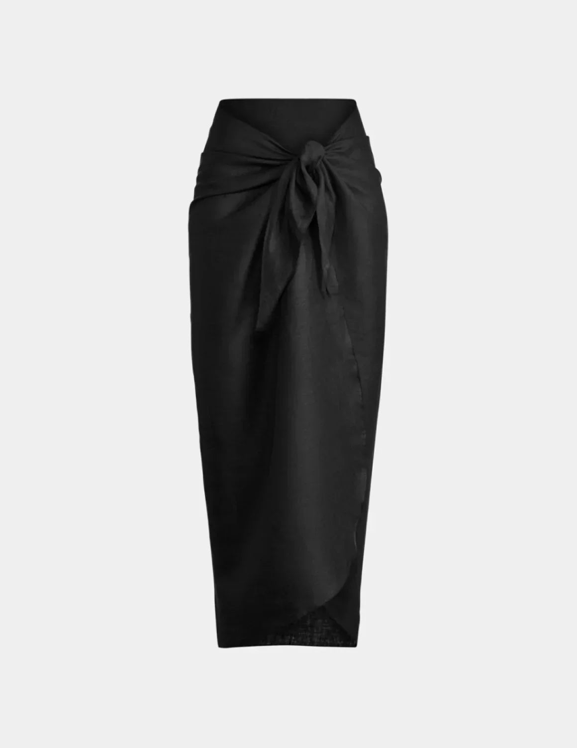 Crinkle Linen Sarong shown front-facing against a light gray background – Black – view 3 of 13