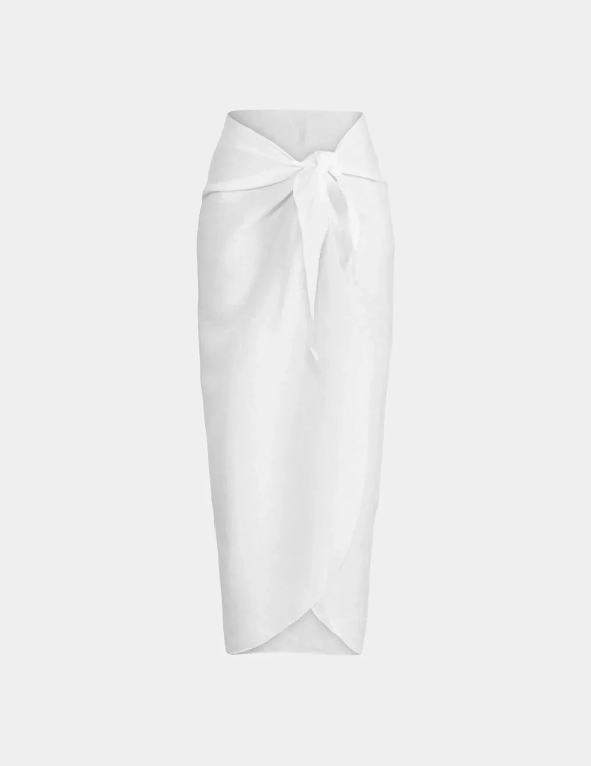 Crinkle Linen Sarong shown front-facing against a light gray background – Ivory – view 4 of 13