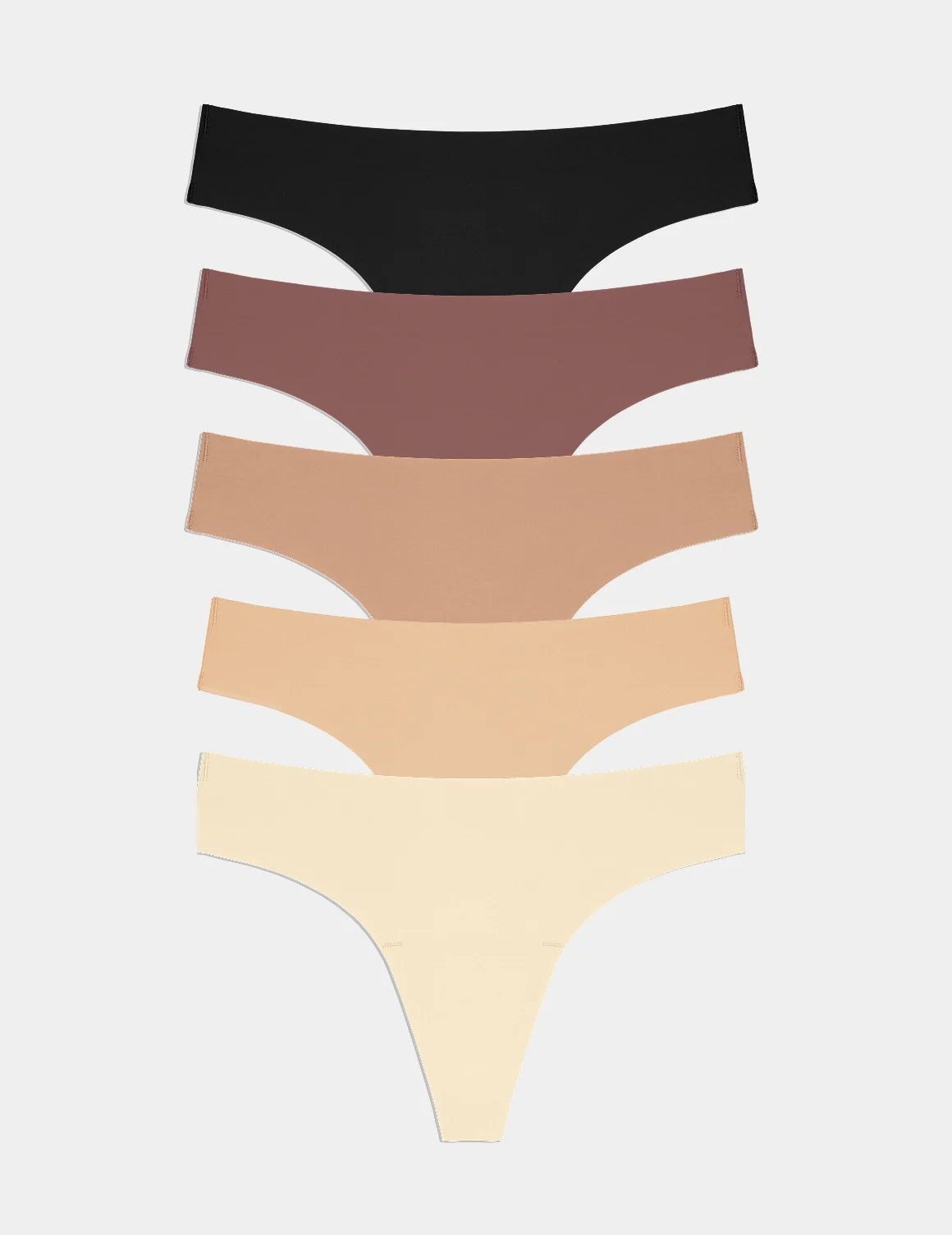 Essential No-Show Thong 5-Pack shown front-facing against a light gray background – Nude Multi – view 1 of 18