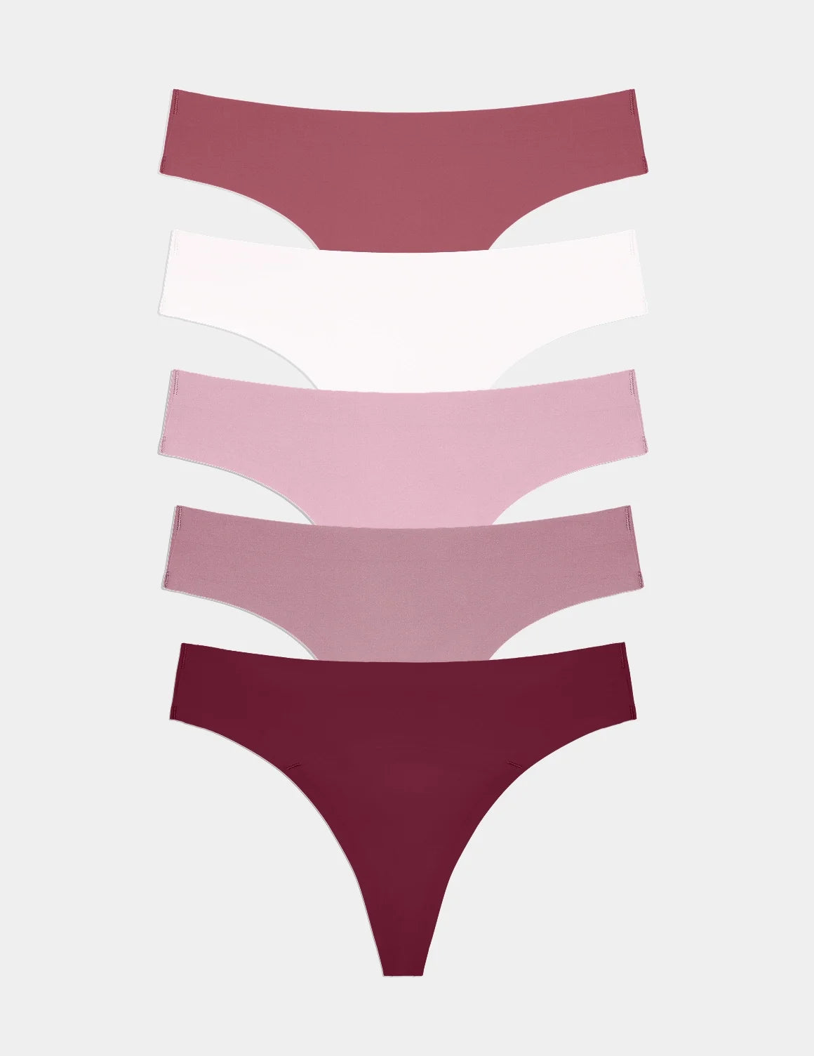 Essential No-Show Thong 5-Pack shown front-facing against a light gray background – Pink Multi – view 7 of 18