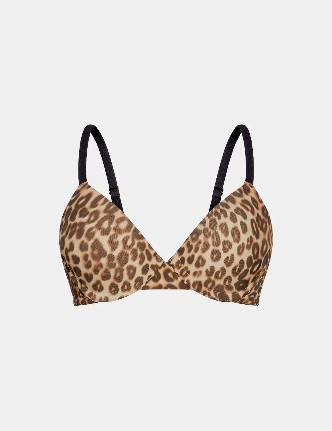 View of FreeFlex™ Demi Bra shown front-facing against a light gray background – Cheetah Print – view 12 of 42