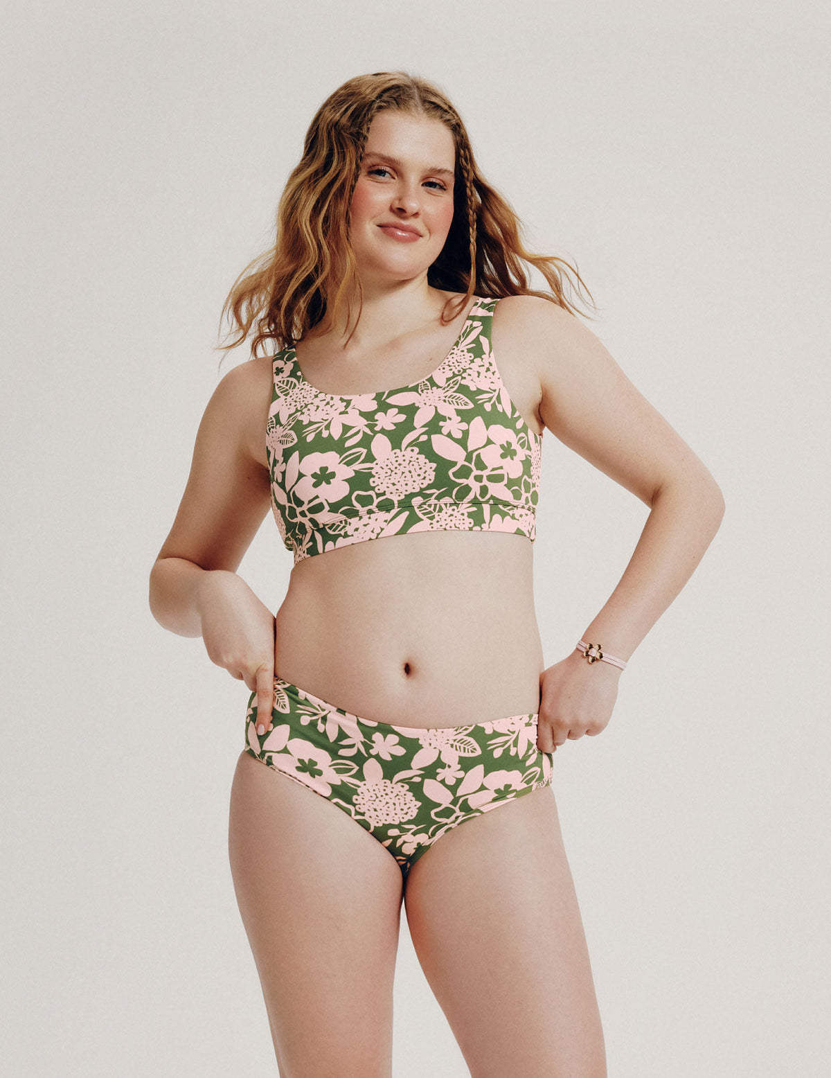 Front view of model wearing the Teen Period Swim Full-Coverage Bikini Bottom highlighting the coverage and fit – Tropical Punch – view 4 of 70