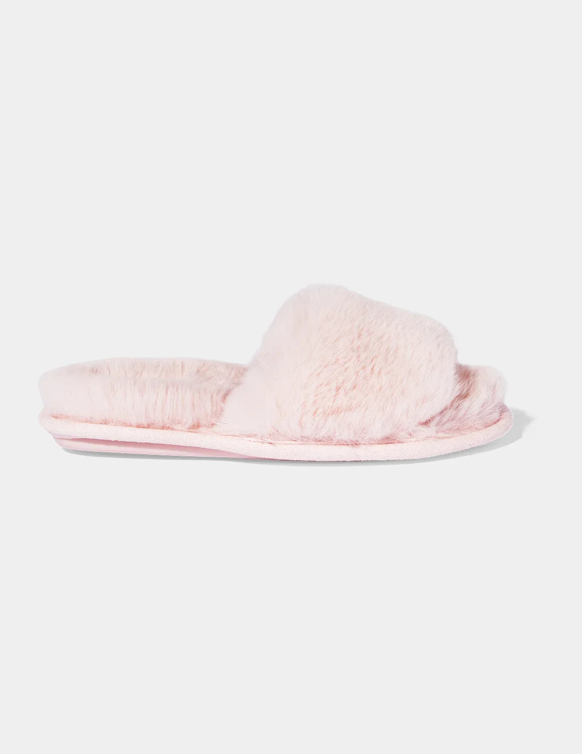 Fuzzy Slipper shown front-facing against a light gray background – Soft Pink – view 4 of 4