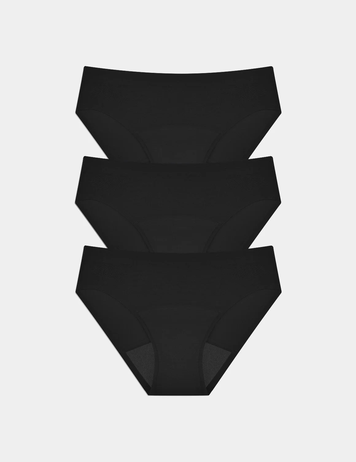 Teen Super Leakproof® No-Show Bikini 3-pack shown front-facing against a light gray background – Black – view 2 of 29