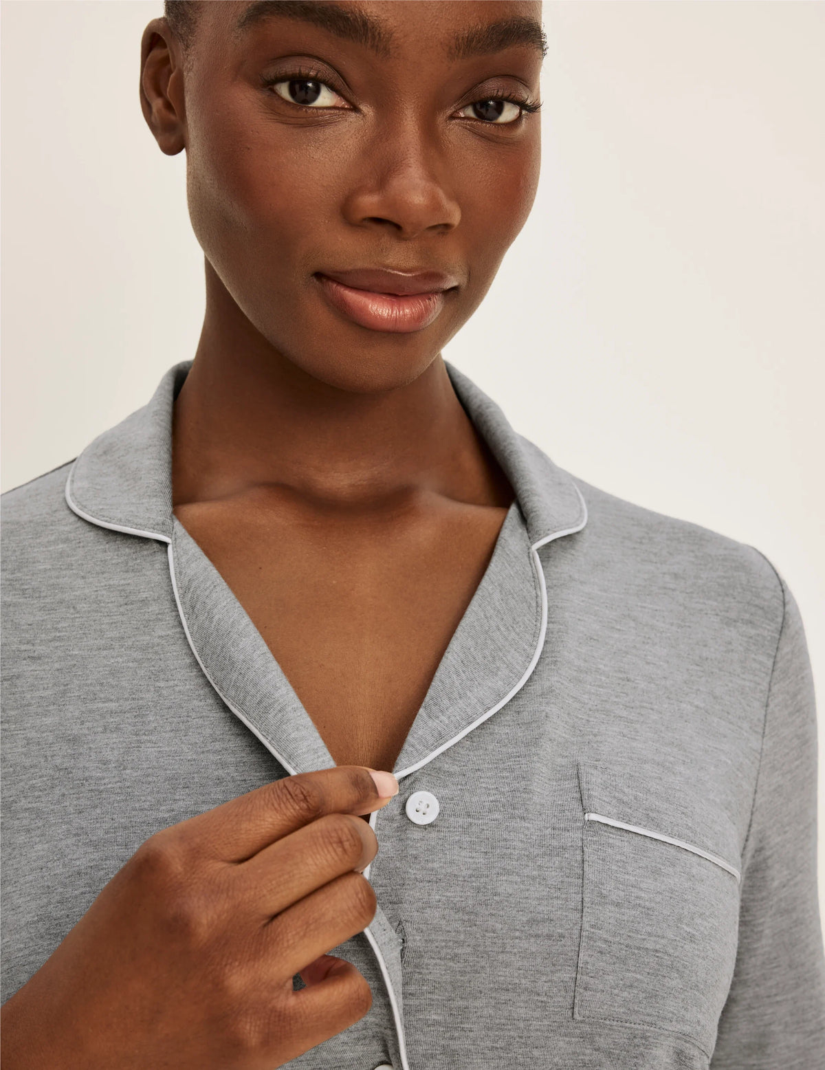 Modal Long Sleeve Sleep Set – Heather Grey/White – view 9 of 35