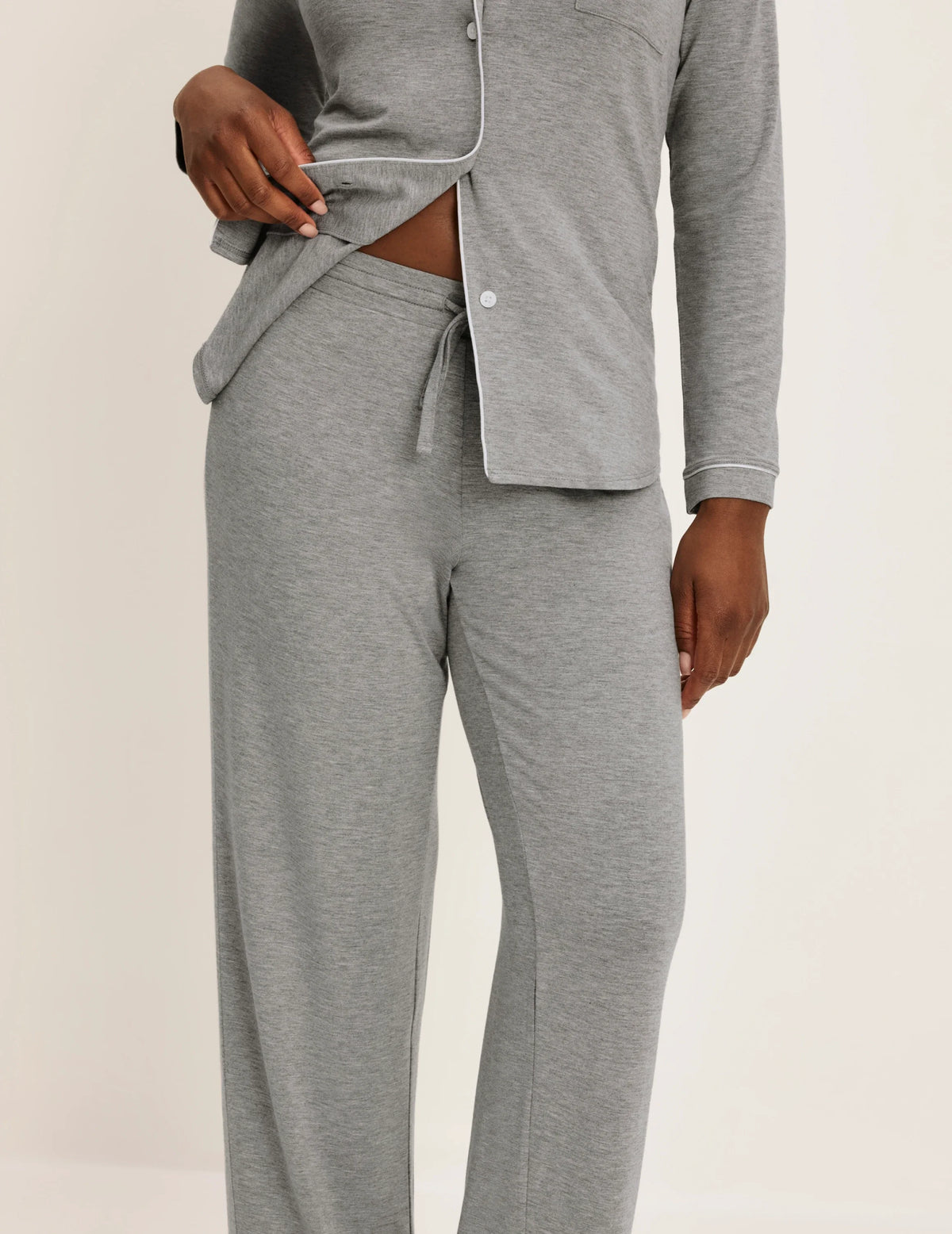 Modal Long Sleeve Sleep Set – Heather Grey/White – view 10 of 35