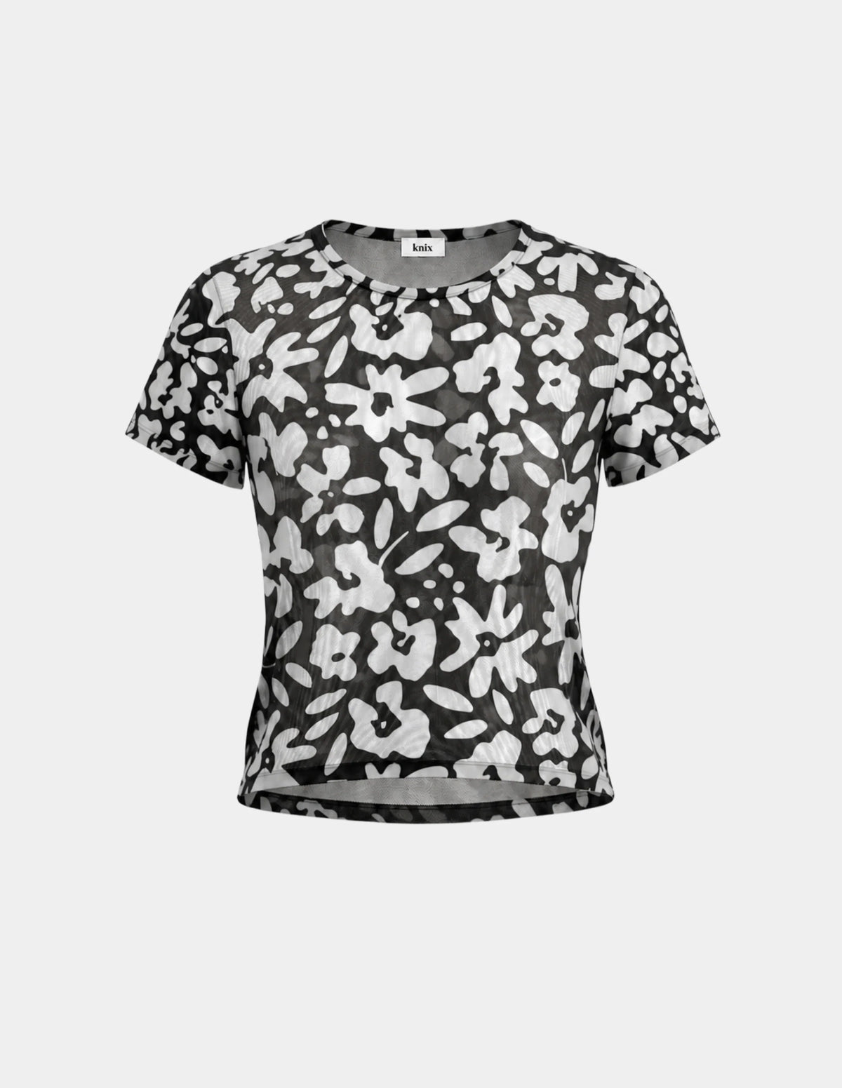 Mesh Short Sleeve Top shown front-facing against a light gray background – Jasmine Dusk – view 8 of 9