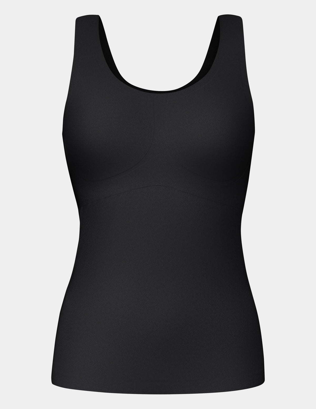 LuxeLift Scoop Neck Tank shown front-facing against a light gray background – Black – view 5 of 20