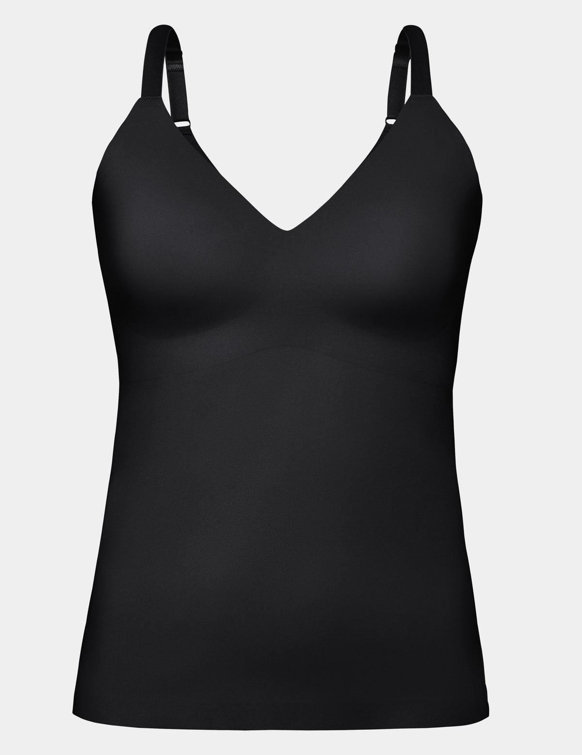 LuxeLift V-Neck Tank shown front-facing against a light gray background – Black – view 5 of 20