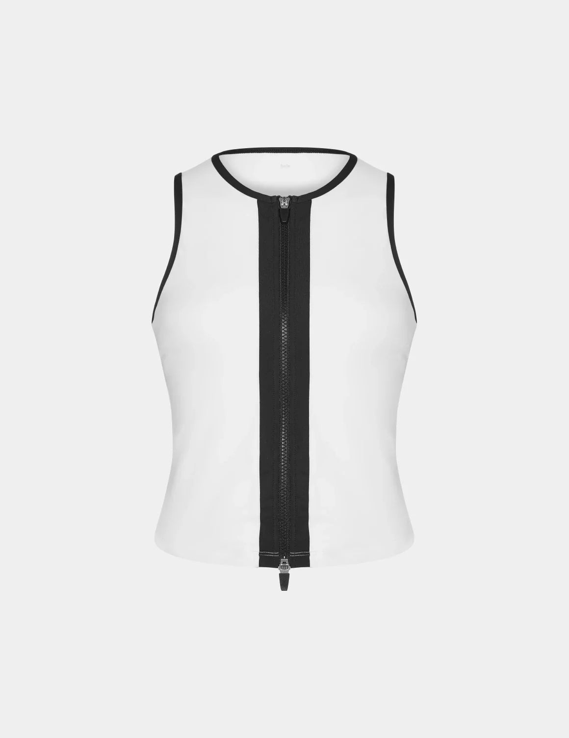 Sculpt Zip Up Tankini shown front-facing against a light gray background – Black/White – view 2 of 9