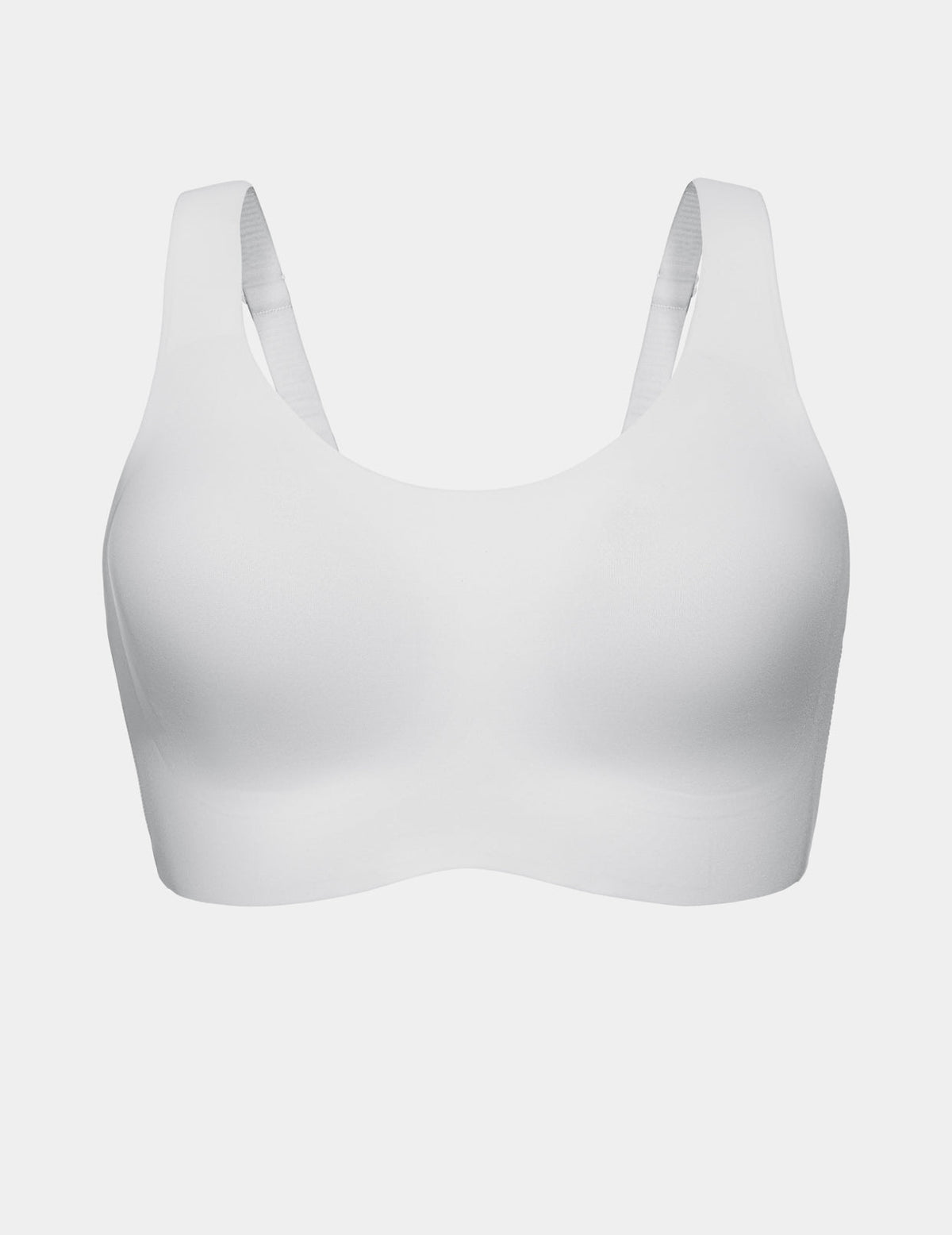 View of Revolution Adjustable Pullover Bra shown front-facing against a light gray background – White – view 9 of 20