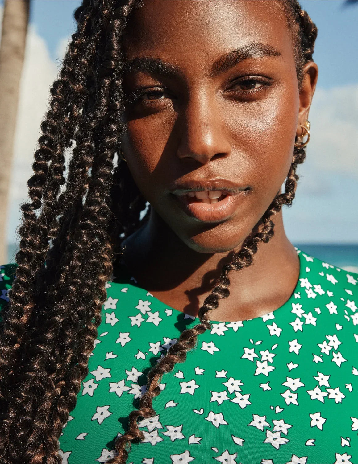 Front view of model wearing the Teen High Tide Cropped Swim Top highlighting the coverage and fit – Ivy Bloom – view 6 of 11