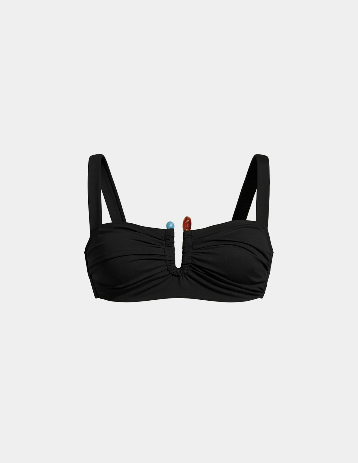 Limited-Edition Sculpt Ruched Bikini Top shown front-facing against a light gray background – Black – view 2 of 13