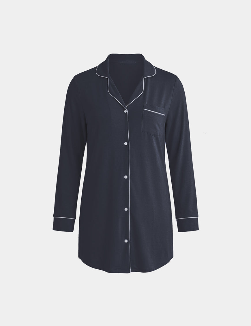 Modal Sleep Dress shown front-facing against a light gray background – Twilight Navy/White – view 2 of 20