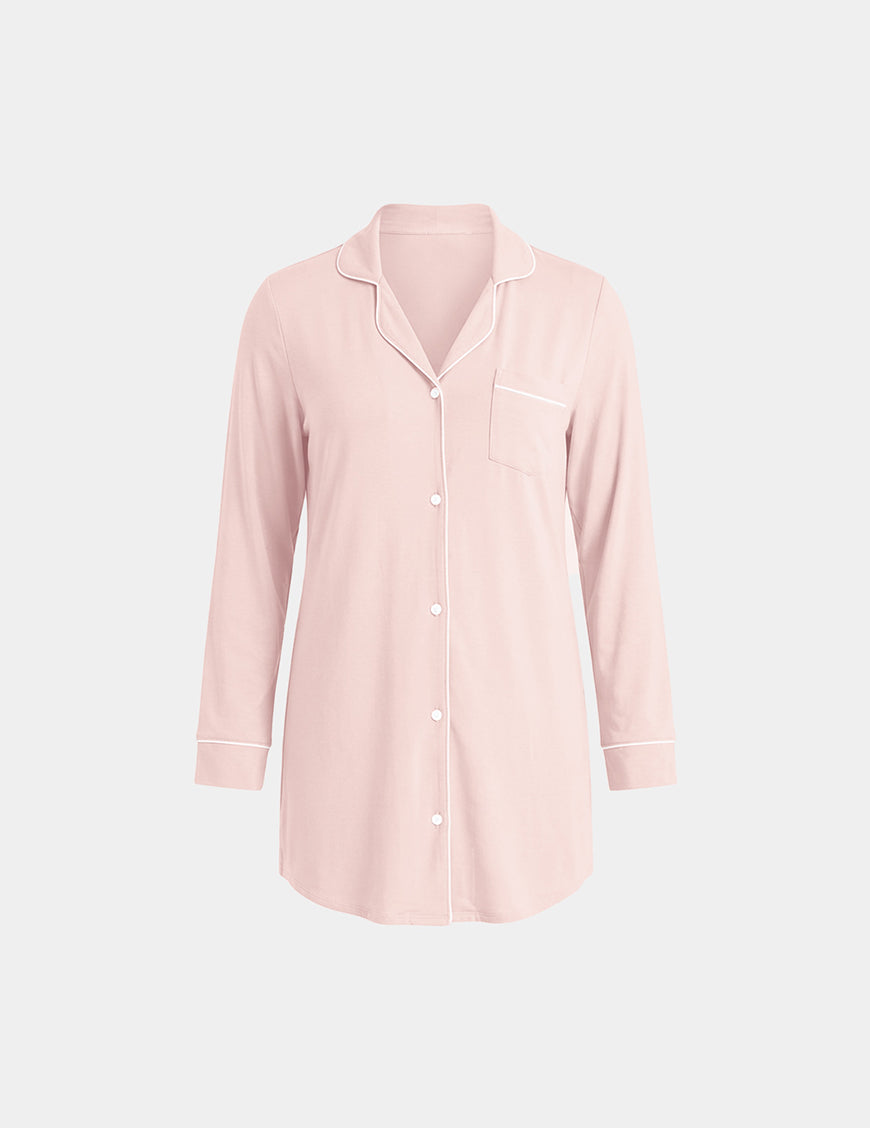 Modal Sleep Dress shown front-facing against a light gray background – Hush/White – view 10 of 20