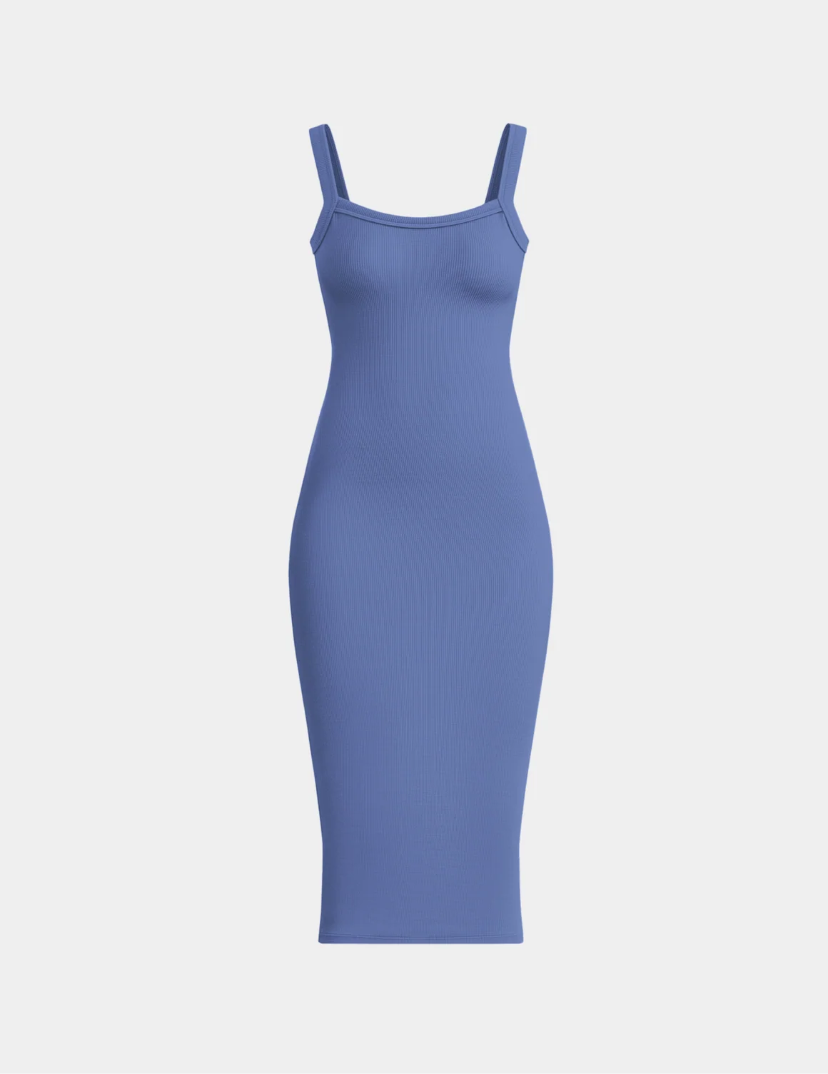 SculptRib™ Cotton Cami Dress shown front-facing against a light gray background – Periwinkle – view 11 of 18