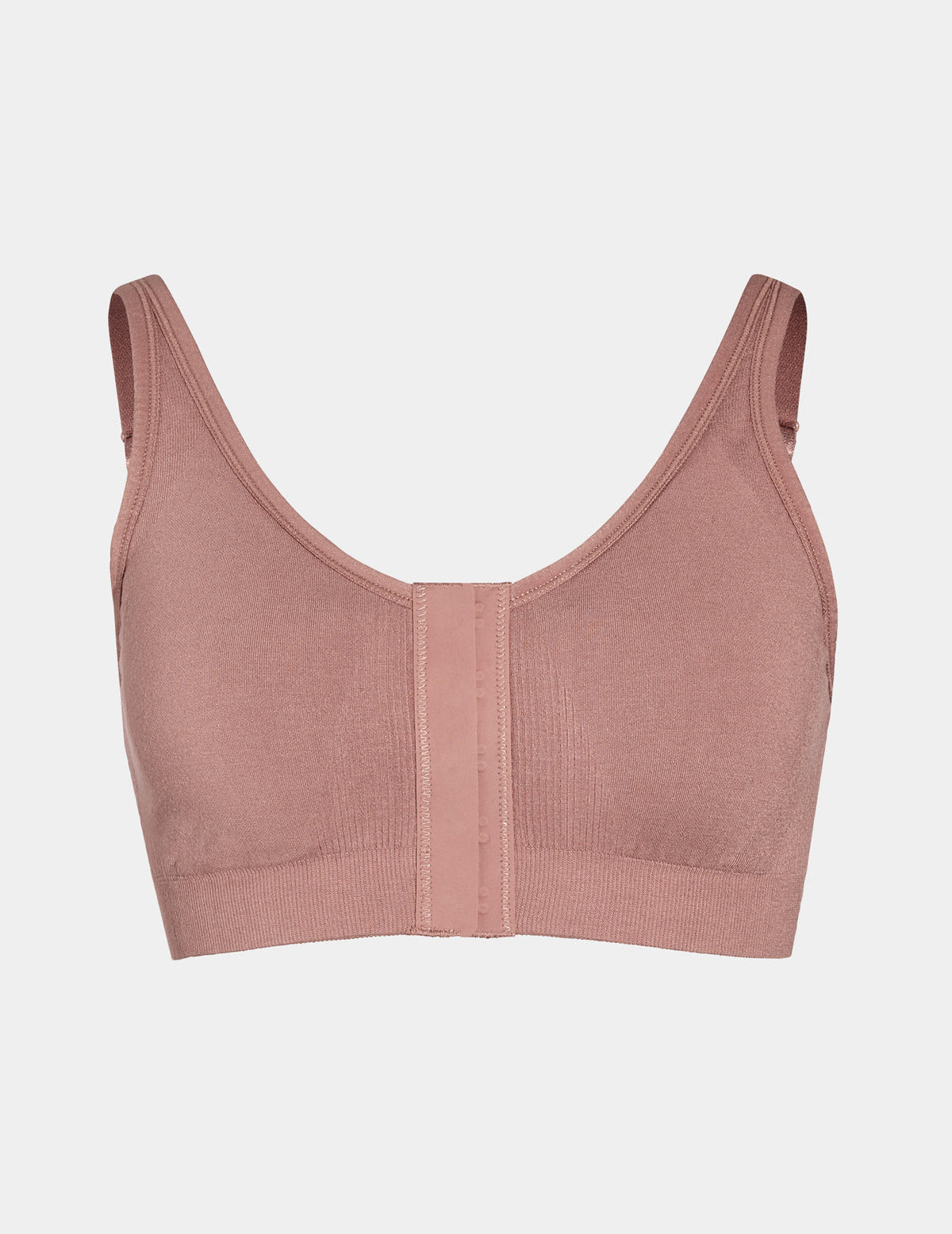 View of Ultra Soft Front Closure Bra shown front-facing against a light gray background – Bisque – view 4 of 13