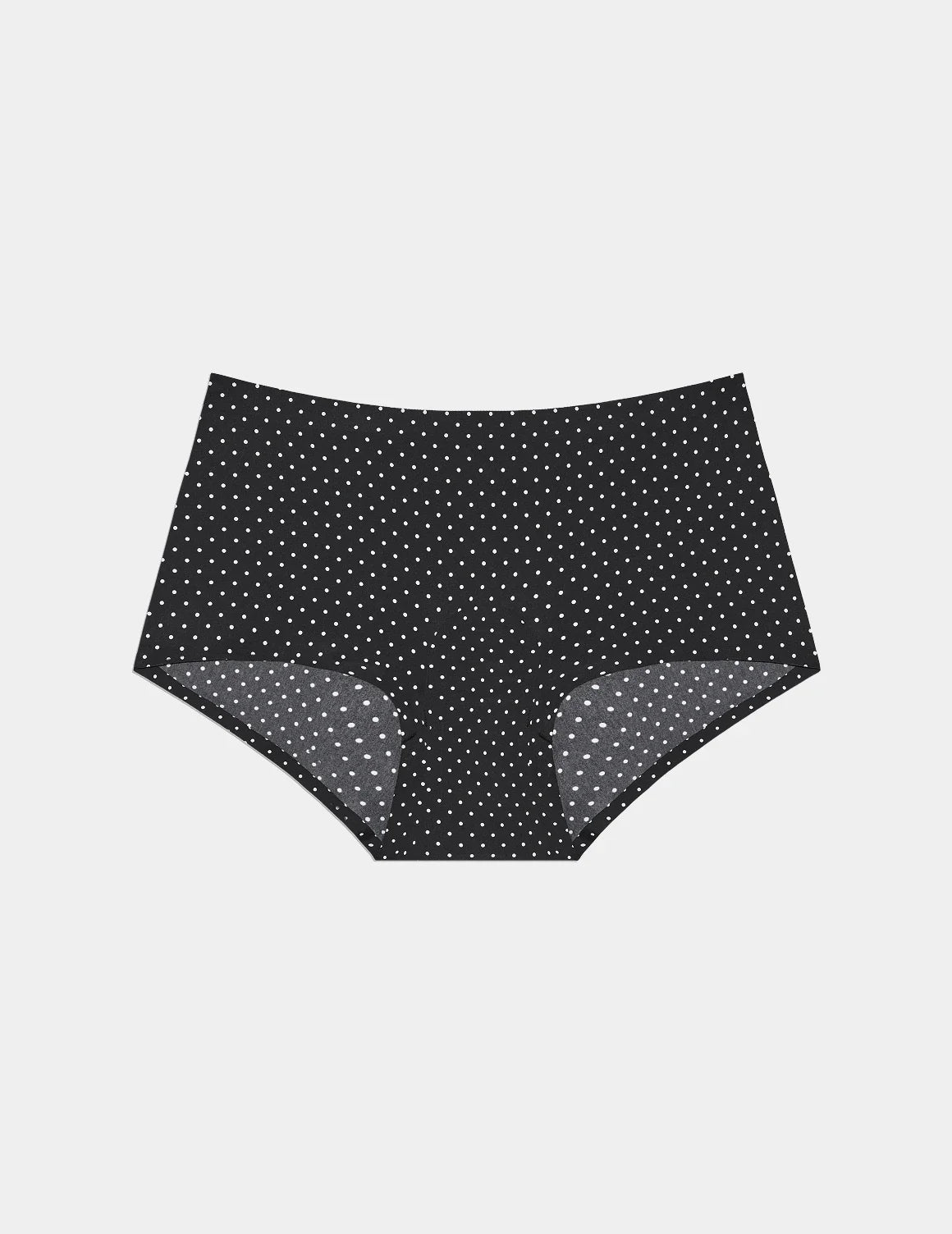 Leakproof UltraThin No-Show Boybrief shown front-facing against a light gray background – Black with White Polka Dot – view 8 of 12