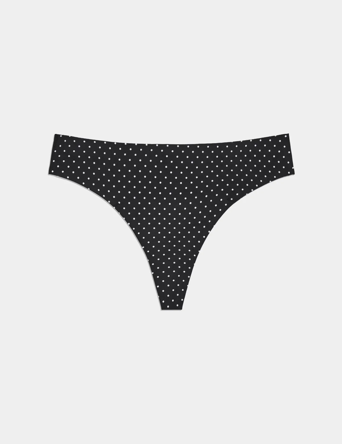 Light Leakproof UltraThin No-Show Thong shown front-facing against a light gray background – Black with White Polka Dot – view 2 of 40