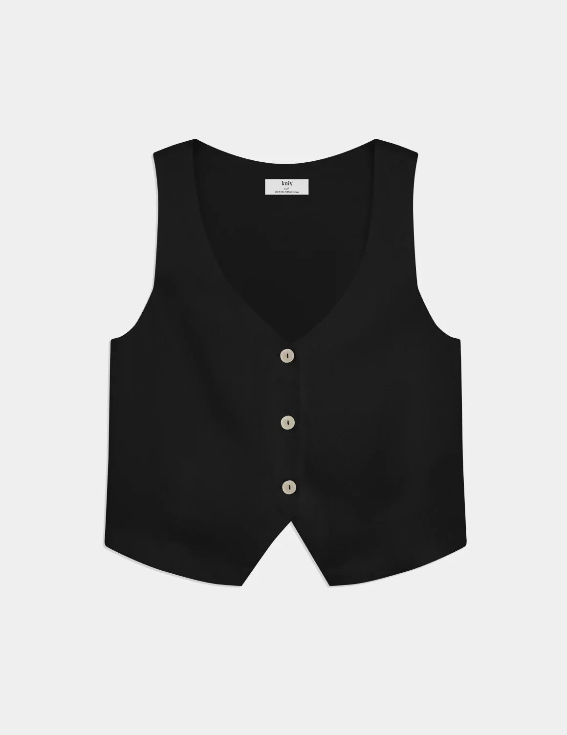 Linen Poolside Tank shown front-facing against a light gray background – Black – view 2 of 13