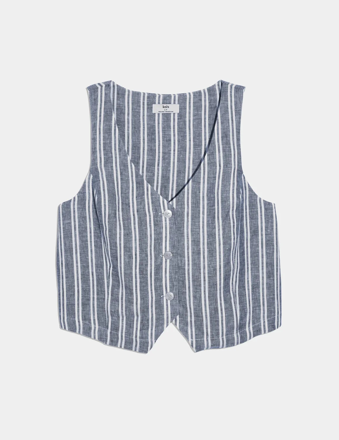 Linen Poolside Tank shown front-facing against a light gray background – Blue/White Stripe – view 6 of 13