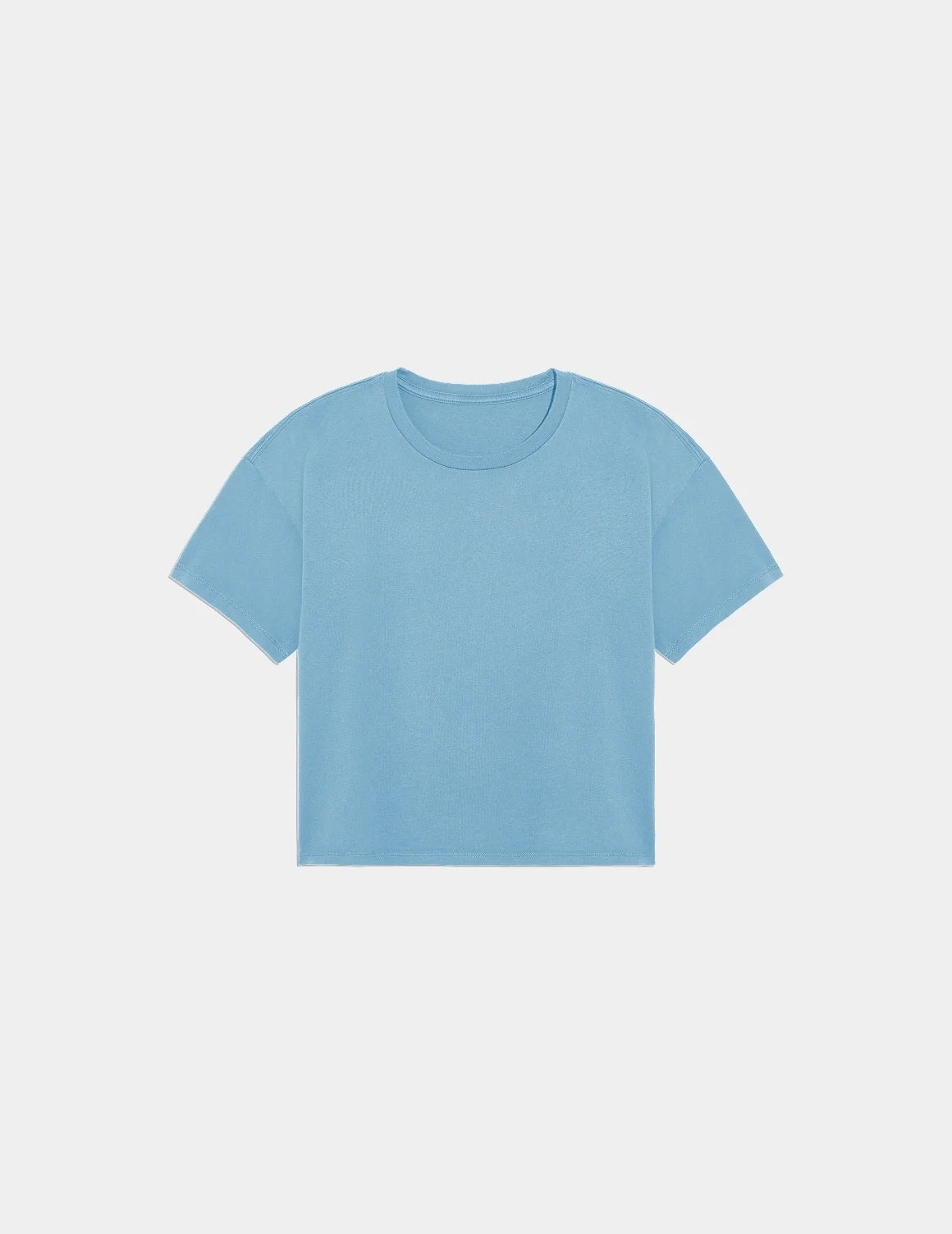 Mineral-Dyed Cotton T-Shirt shown front-facing against a light gray background – Washed Blue Mist – view 6 of 18