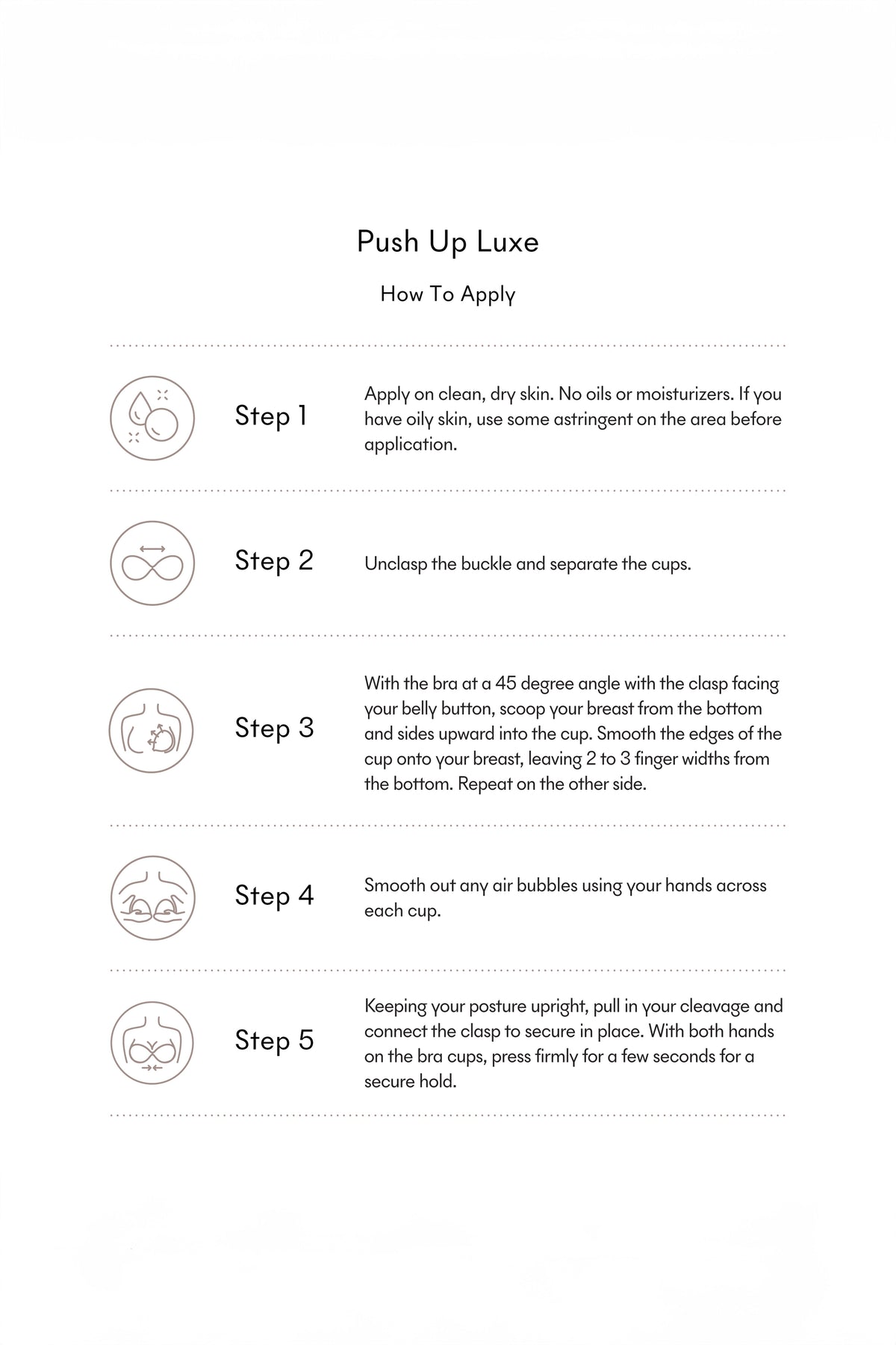 Push-Up Luxe Adhesive Reusable Bra – Push Up Luxe How to Apply Instruction Graphic – view 6 of 11