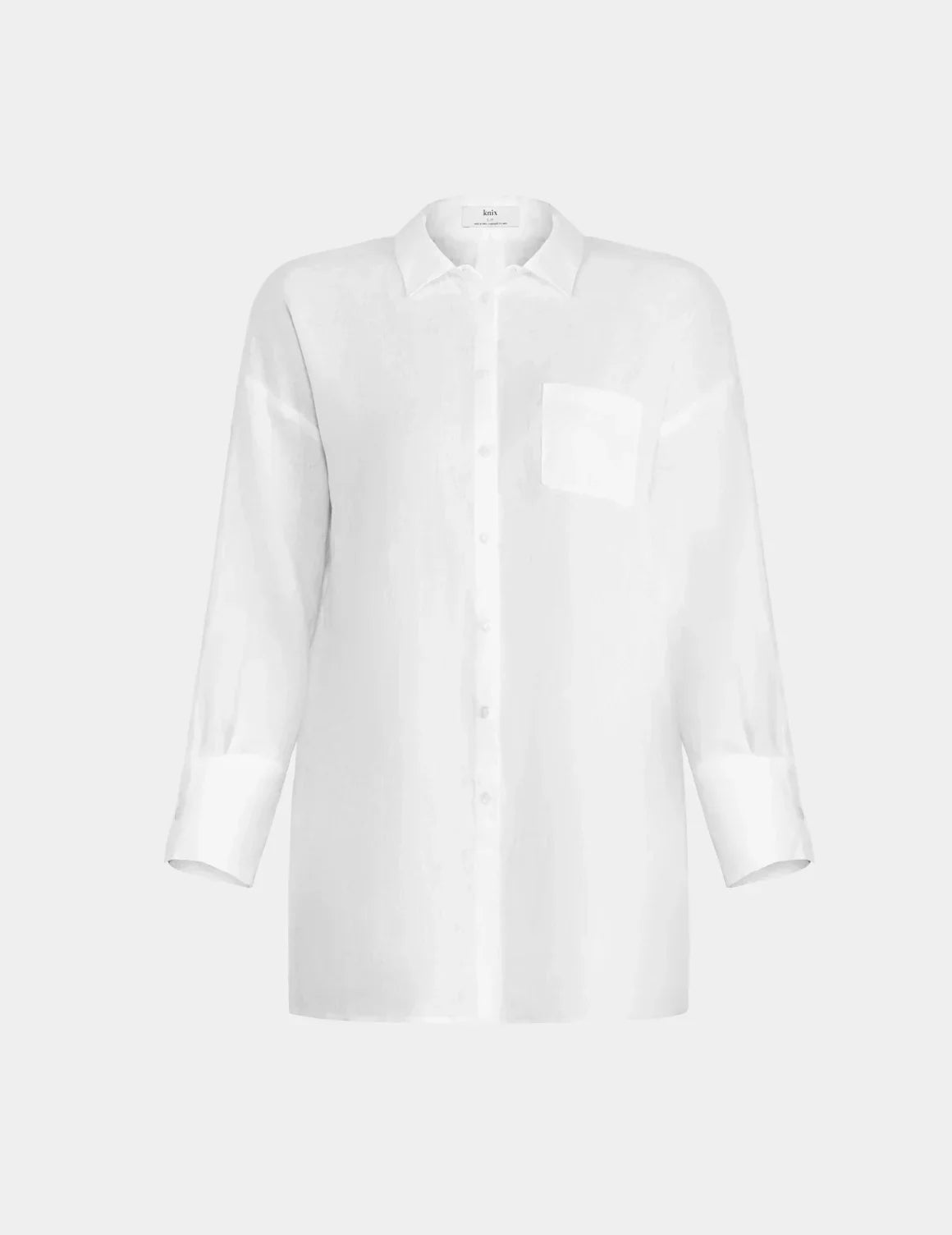 Linen Beach Shirt shown front-facing against a light gray background – Ivory – view 4 of 16