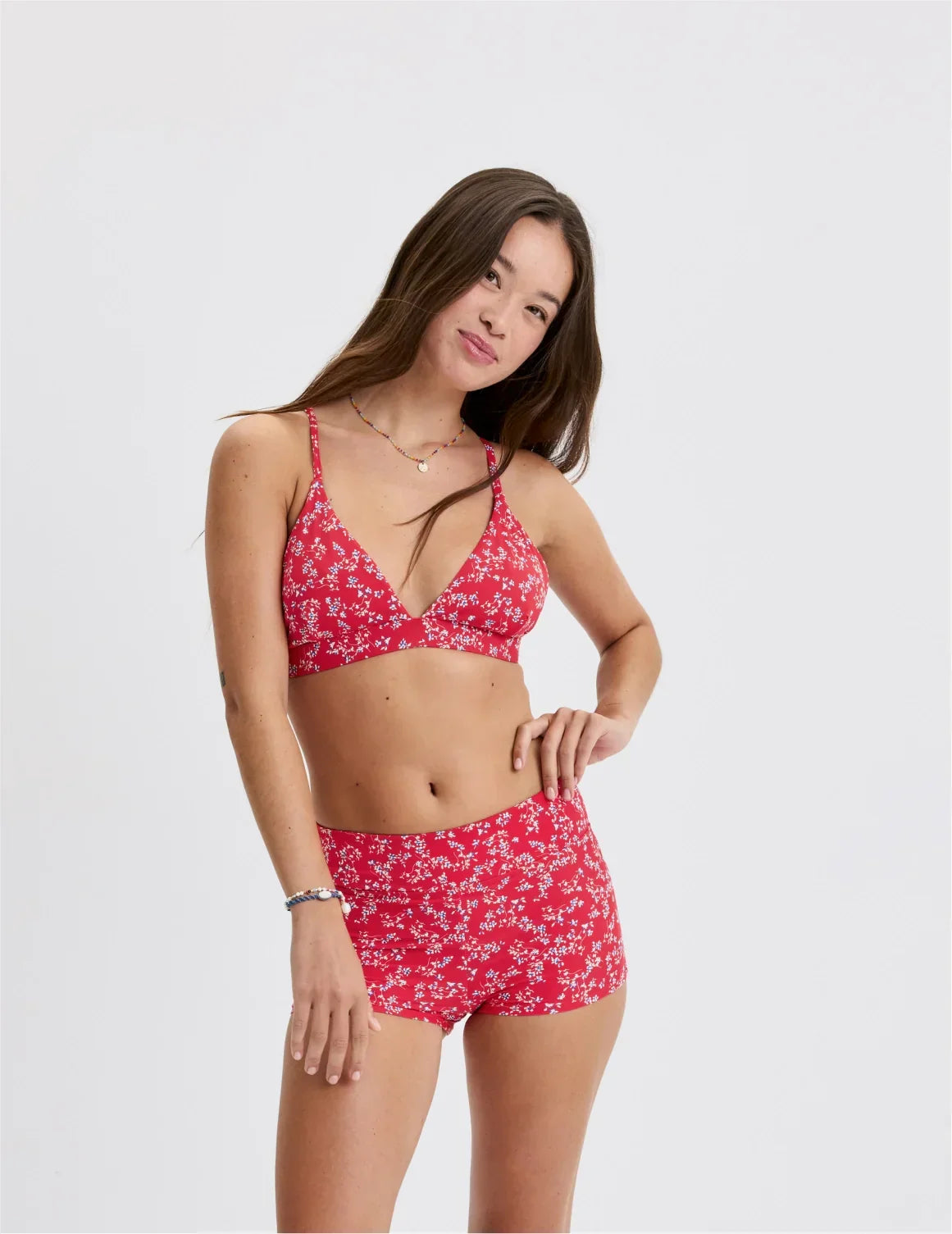Front view of model wearing the Teen Period Swim Short highlighting the coverage and fit – Poppy Petal – view 3 of 60