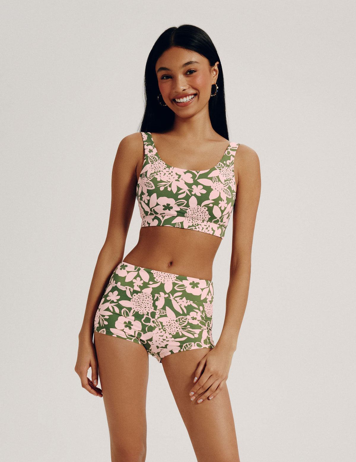 Front view of model wearing the Teen Period Swim Short highlighting the coverage and fit – Tropical Punch – view 5 of 60