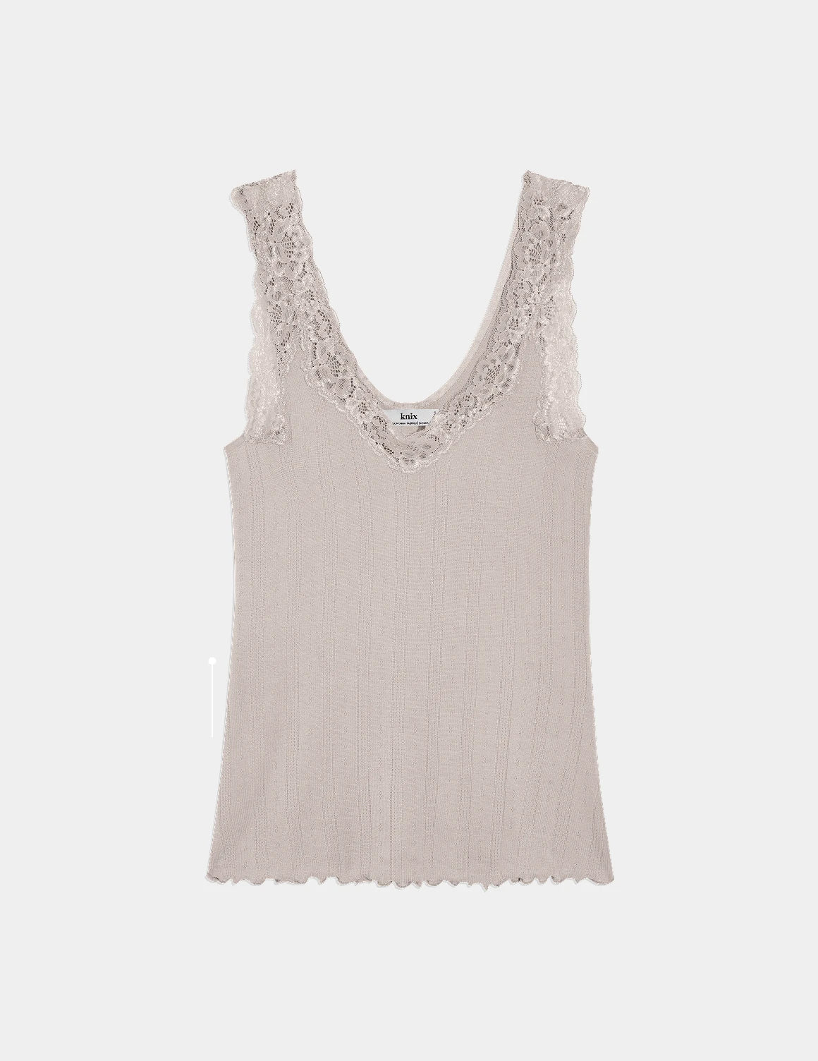 Pointelle Lace Tank shown front-facing against a light gray background – Dove Grey – view 3 of 34