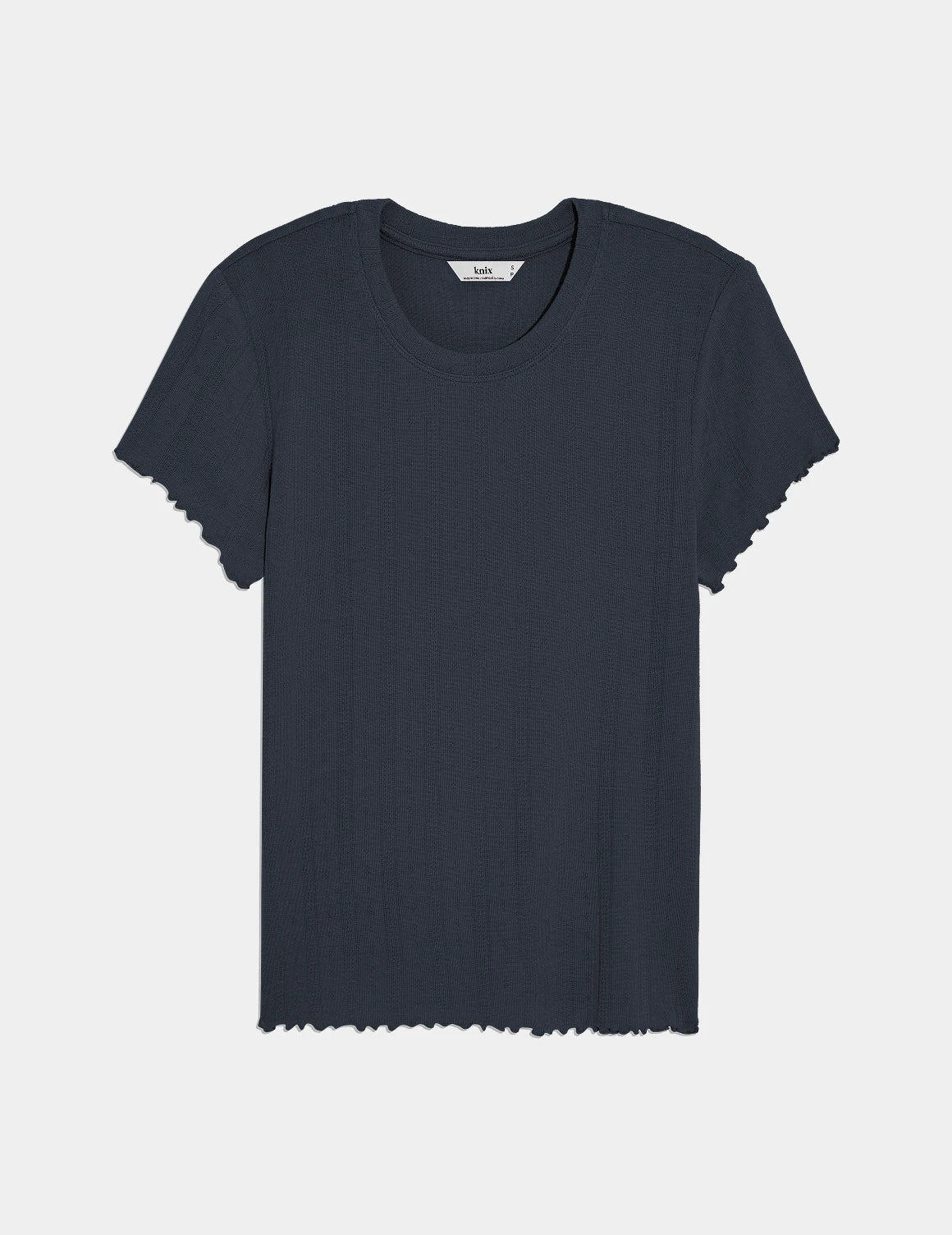 Pointelle T-Shirt shown front-facing against a light gray background – Twilight Navy – view 12 of 29