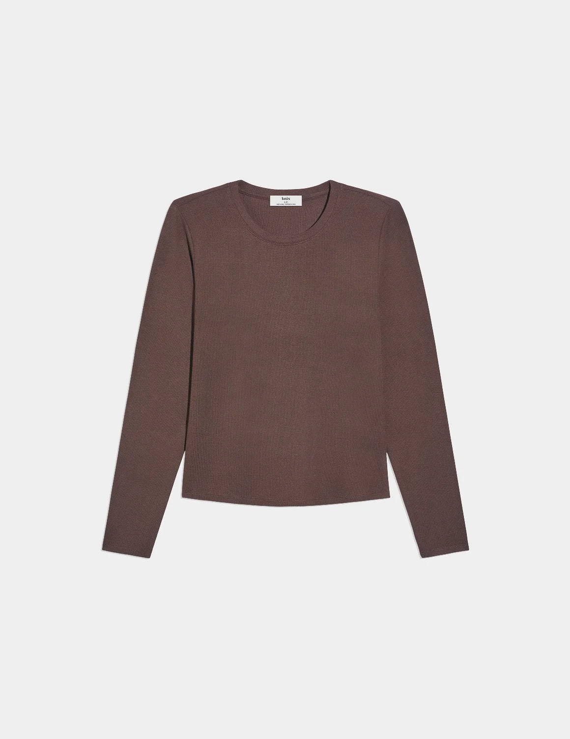 Modal Rib Long Sleeve shown front-facing against a light gray background – Espresso – view 12 of 21