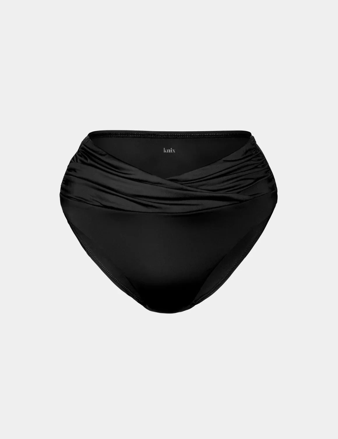 Sculpt Ruched Bikini Swim Bottom shown front-facing against a light gray background – Black – view 7 of 14