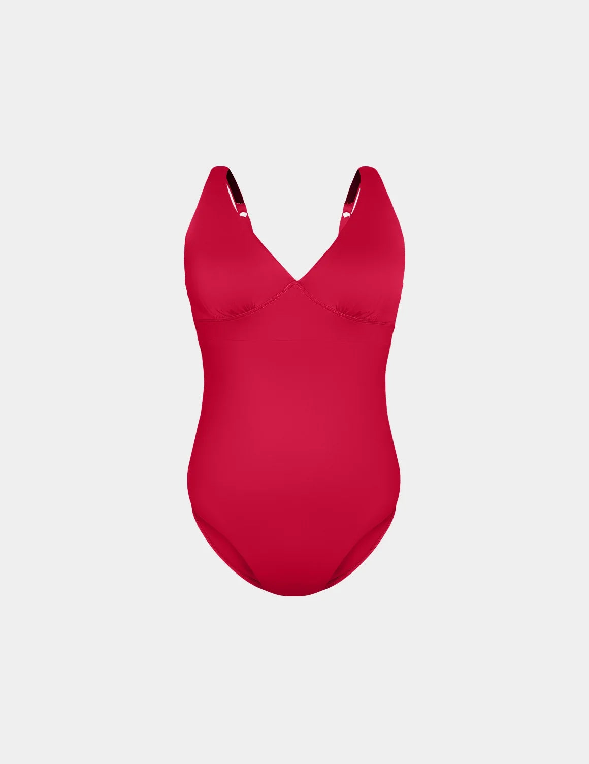 Sculpt Deep V One Piece Swimsuit shown front-facing against a light gray background – Cherry – view 2 of 18