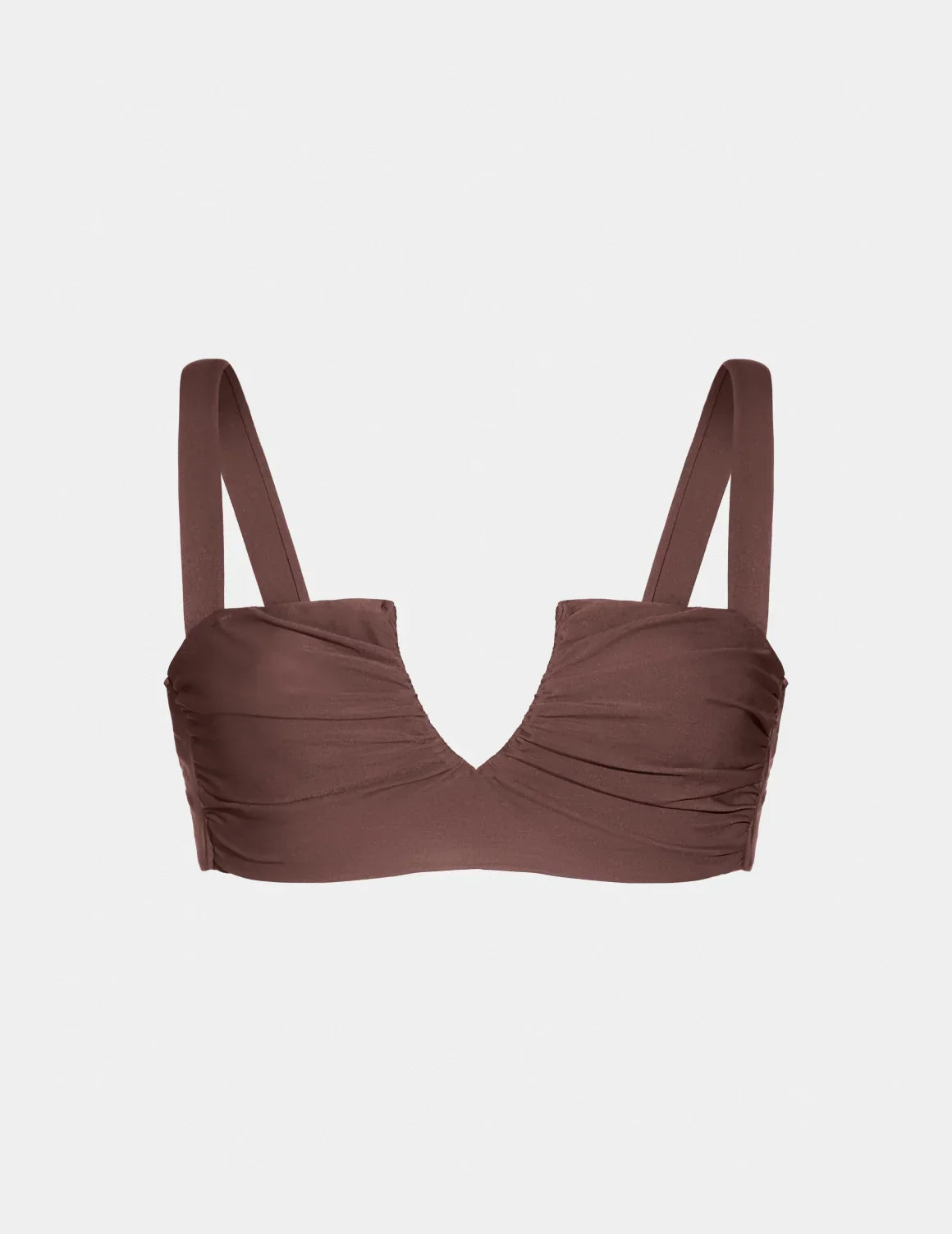 Sculpt Ruched Bikini Top shown front-facing against a light gray background – Espresso – view 2 of 5