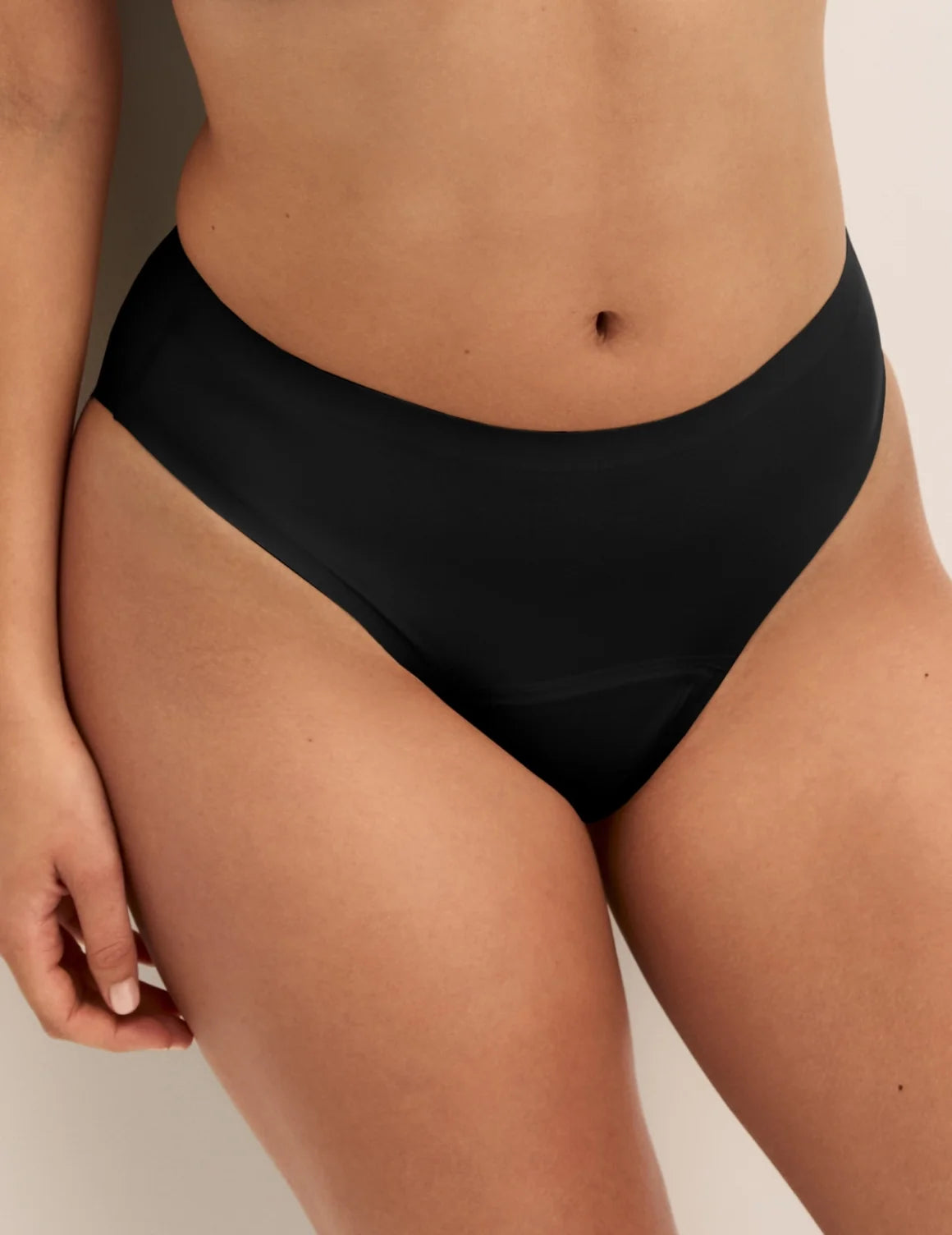 Front view of model wearing the Super Leakproof® No-Show French Cut highlighting the coverage and smooth fit – Black – view 1 of 27
