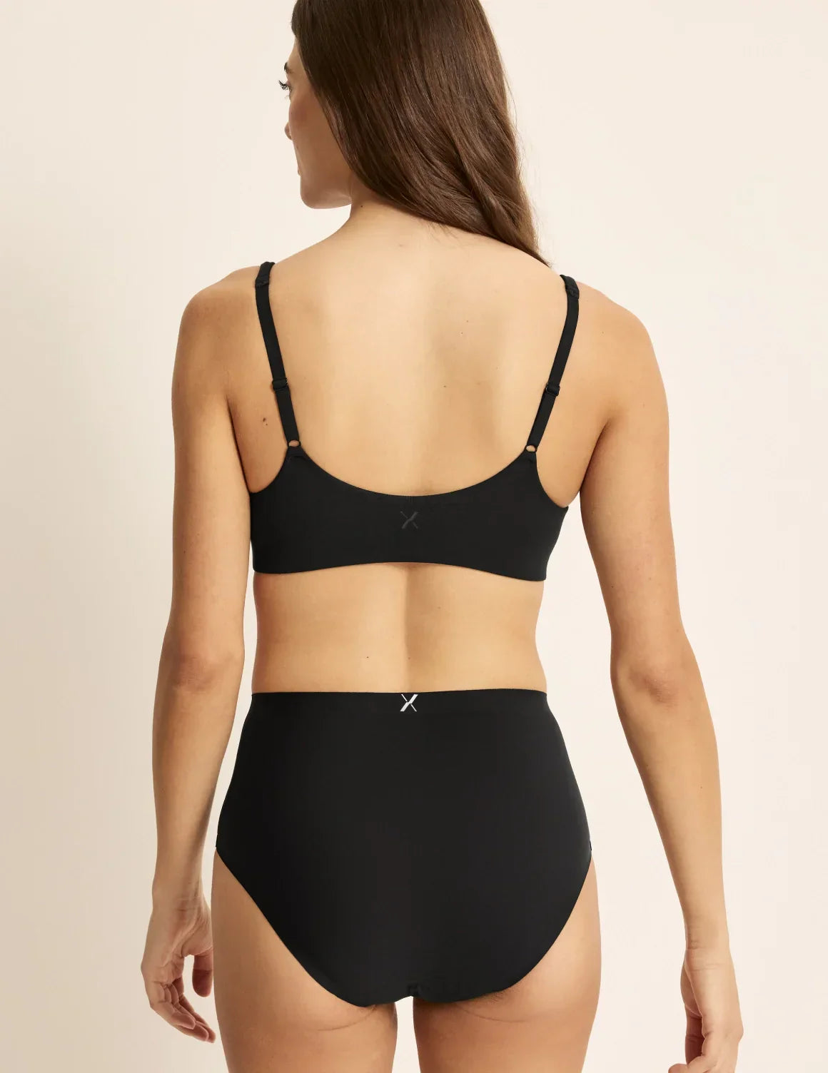 Back view of model wearing the SweetDreams Nursing Bra, highlighting the neckline, strap design, and silhouette – Black – view 5 of 11