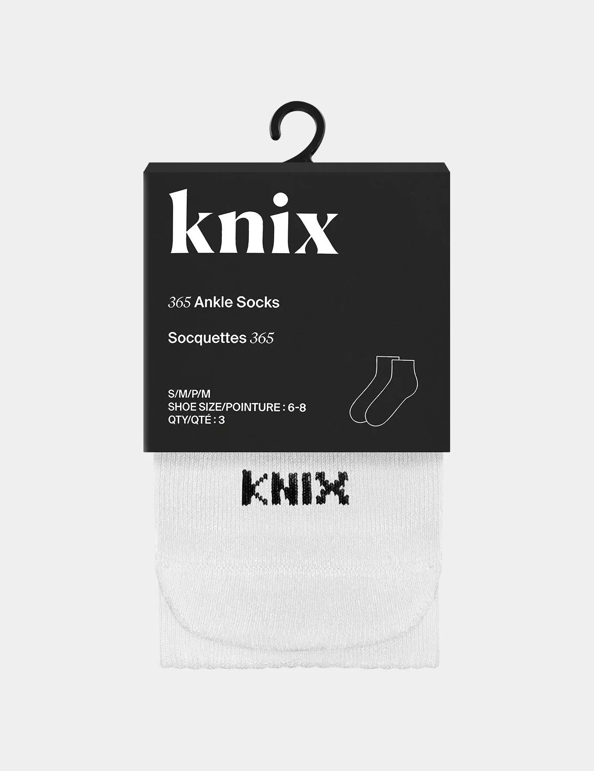 365 Ankle Socks 3-Pack shown front-facing against a light gray background – White – view 5 of 6
