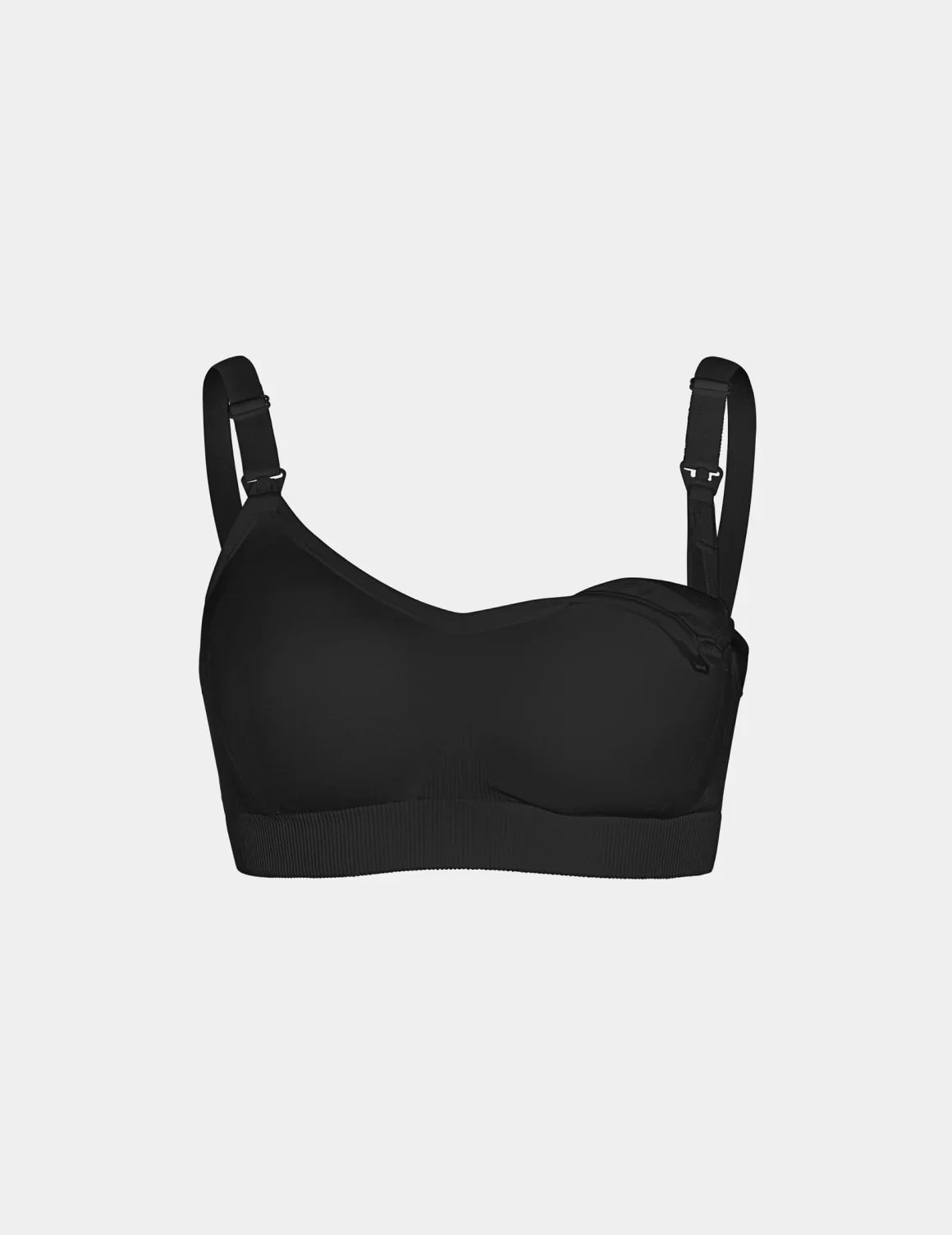 View of BlissFit™ Nursing Bra shown front-facing against a light gray background – Black – view 3 of 15