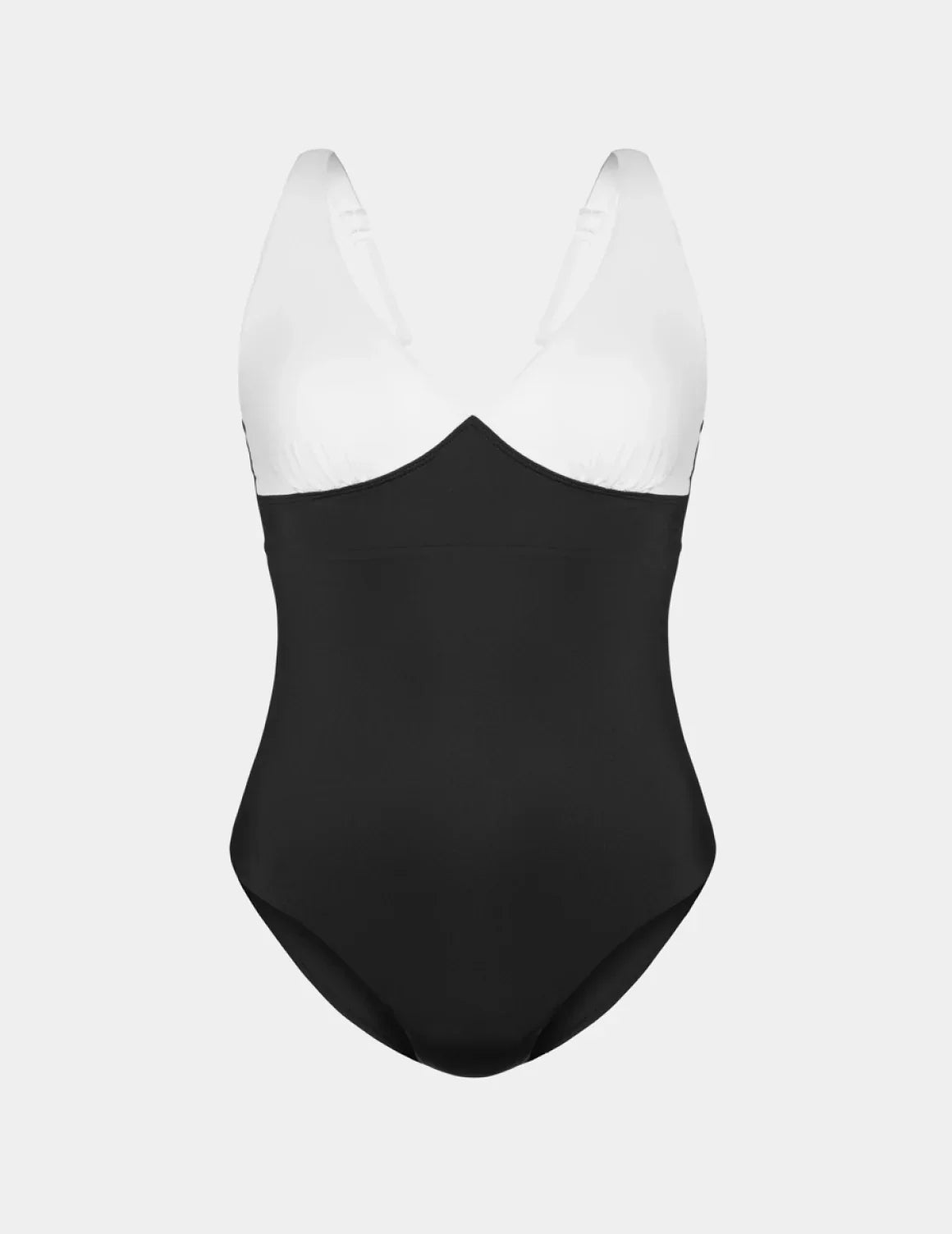 Deep V One Piece Swimsuit shown front-facing against a light gray background – Black/White – view 4 of 9