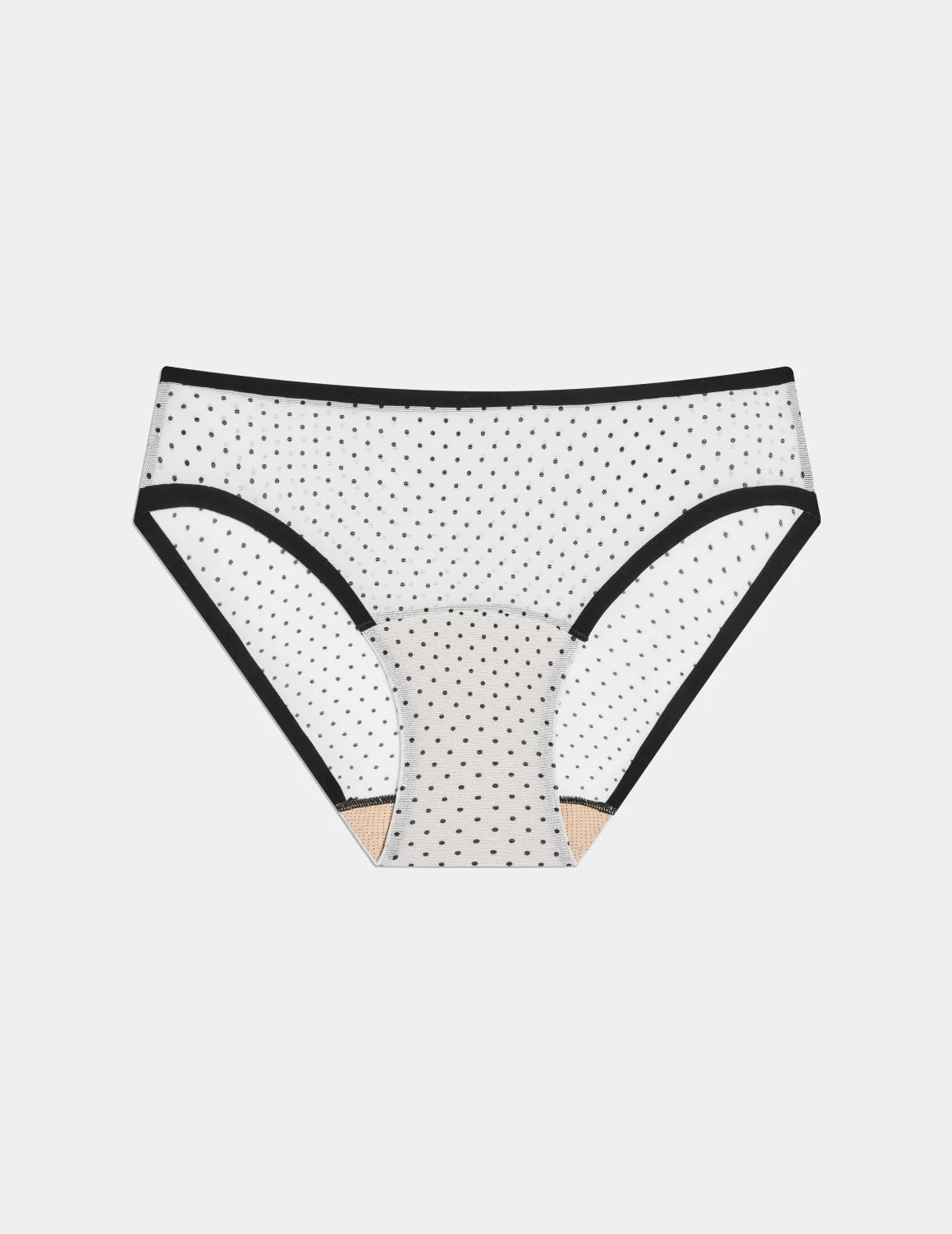 Essential Full Mesh Bikini shown front-facing against a light gray background – White with Black Polka Dot – view 2 of 13