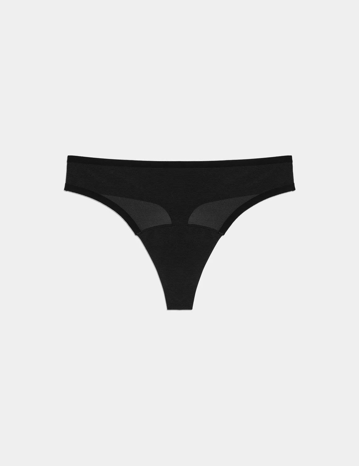 Essential Full Mesh Thong shown front-facing against a light gray background – Black – view 6 of 13