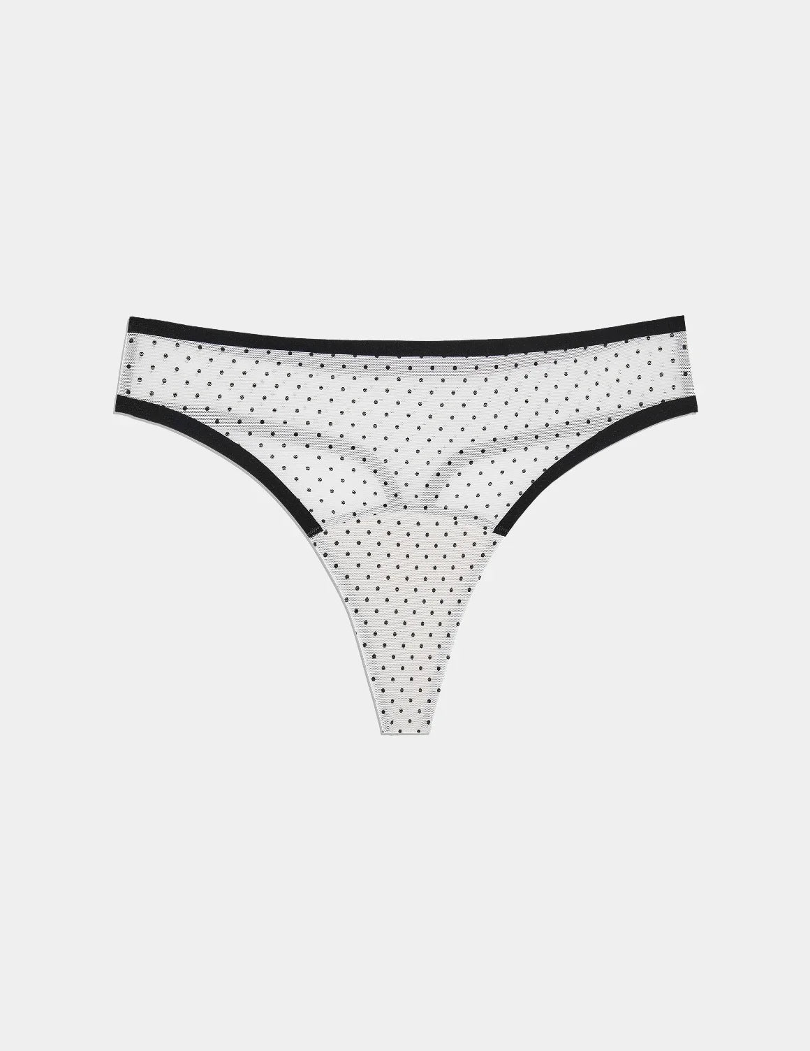 Essential Full Mesh Thong shown front-facing against a light gray background – White with Black Polka Dot – view 2 of 13