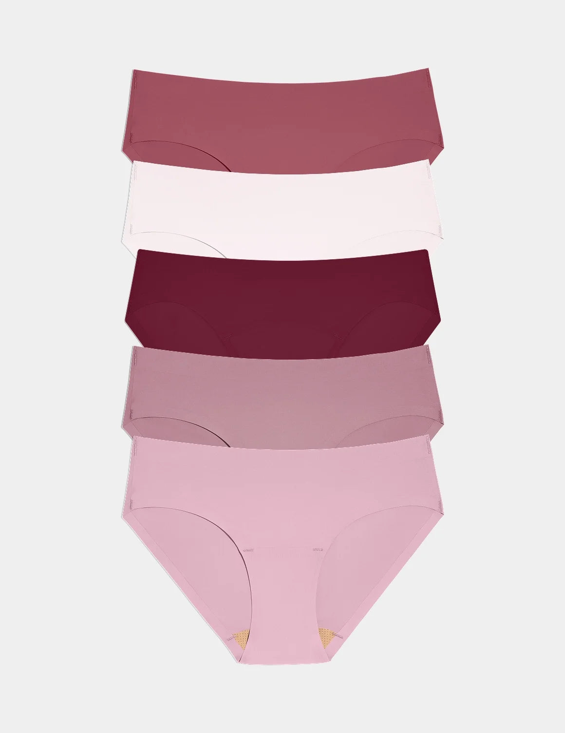 Essential No-Show Bikini 5-Pack shown front-facing against a light gray background – Pink Multi – view 1 of 18